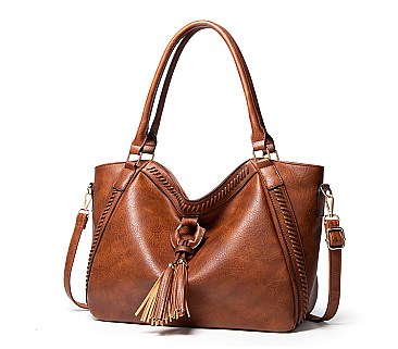 Braided Ring Fringe Shoulder Bag Hobo