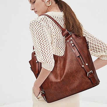 Dual Side Zippered Pocket Shoulder / Hobo Bag