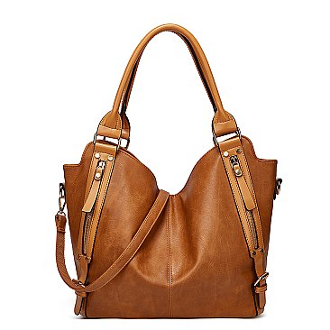 Dual Side Zippered Pocket Shoulder / Hobo Bag