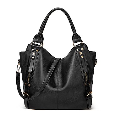 Dual Side Zippered Pocket Shoulder / Hobo Bag