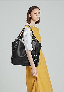 Dual Side Zippered Pocket Shoulder / Hobo Bag