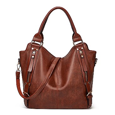 Dual Side Zippered Pocket Shoulder / Hobo Bag