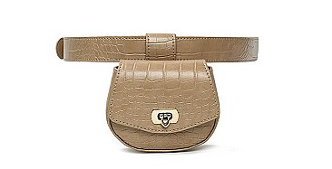 Turn-Lock Accent Crocodile Mini Fanny Pack