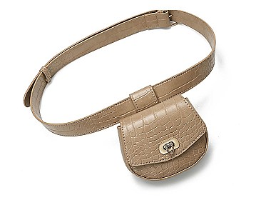 Turn-Lock Accent Crocodile Mini Fanny Pack