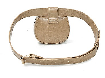 Turn-Lock Accent Crocodile Mini Fanny Pack