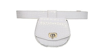 Turn-Lock Accent Crocodile Mini Fanny Pack