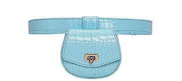 Turn-Lock Accent Crocodile Mini Fanny Pack