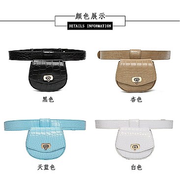 Turn-Lock Accent Crocodile Mini Fanny Pack