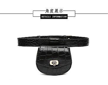 Turn-Lock Accent Crocodile Mini Fanny Pack