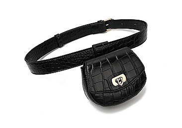 Turn-Lock Accent Crocodile Mini Fanny Pack