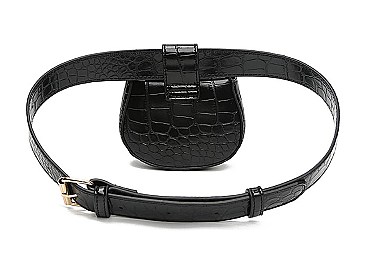 Turn-Lock Accent Crocodile Mini Fanny Pack