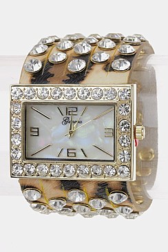 Leather Strap Square Face Watch