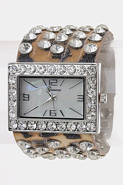 Leather Strap Square Face Watch