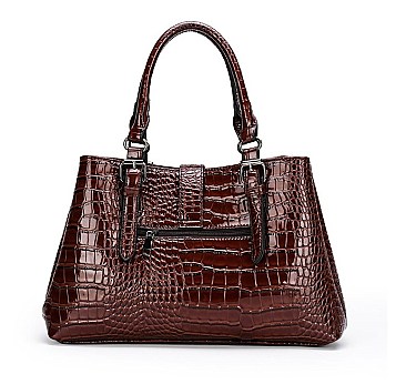 2 IN 1 CROC SKIN PATTERN SATCHEL WALLET SET