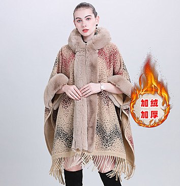 Warm Winter Shawl Wrap Cape With Fur