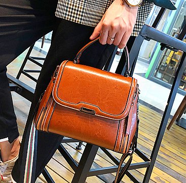 Genuine Leather Top-handle Satchel - Shoulder Bag
