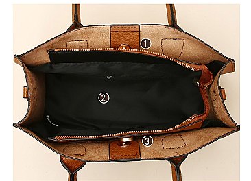 2 in 1 Crocodile Accent Satchel With Wallet