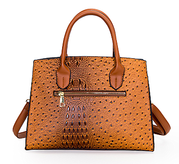 Ostrich Embossed Padlock Satchel