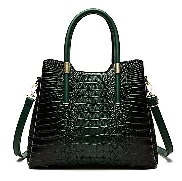 Croc Triple Compartment Satchel Bag