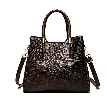 Croc Triple Compartment Satchel Bag