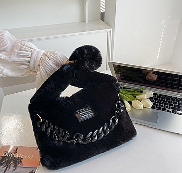 black fur hobo bags