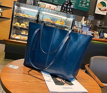 Genuine Leather Top Handle Tote Shoulder Bag