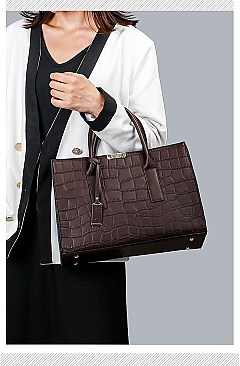 Croc Alligator Brief Satchel Bag
