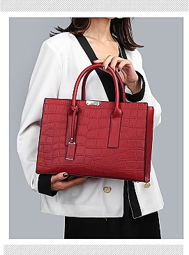 Croc Alligator Brief Satchel Bag