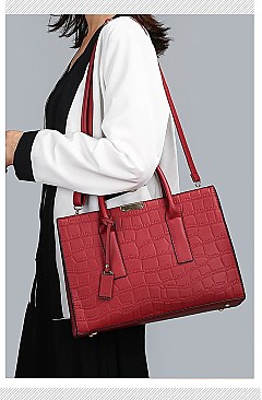 Croc Alligator Brief Satchel Bag