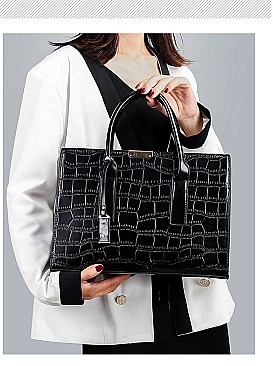 Croc Alligator Brief Satchel Bag