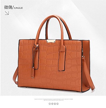 Croc Alligator Brief Satchel Bag