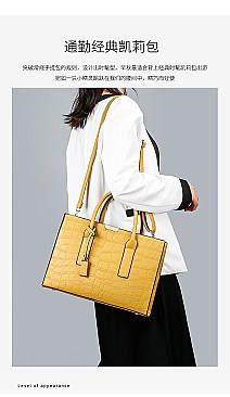 Croc Alligator Brief Satchel Bag