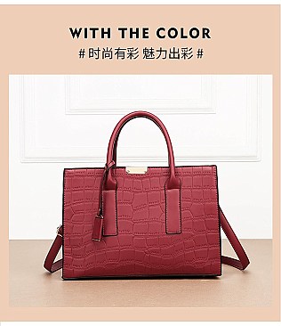 Croc Alligator Brief Satchel Bag