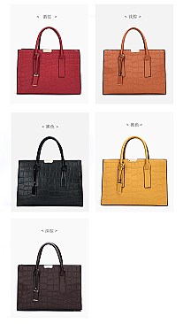 Croc Alligator Brief Satchel Bag