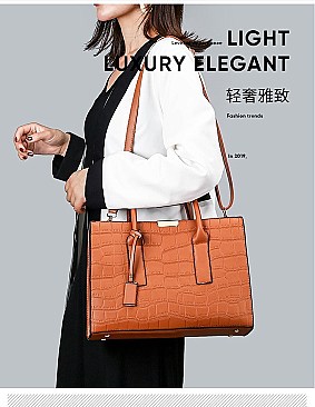 Croc Alligator Brief Satchel Bag