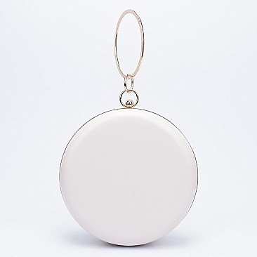 Charming 3D Accented Ring Handle Round Frame Satchel-Clutch