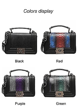 FASHION SNAKE PRINT TOP HANDLE SATCHEL SET