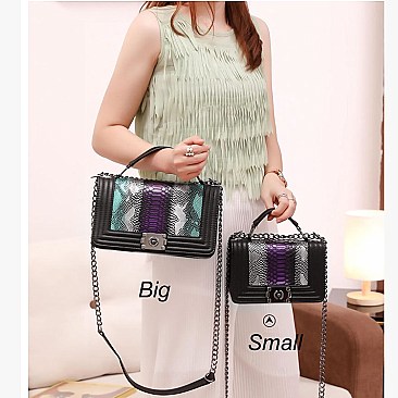 FASHION SNAKE PRINT TOP HANDLE SATCHEL SET