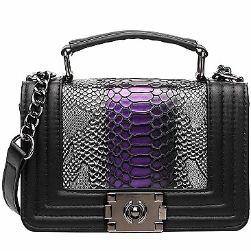 FASHION SNAKE PRINT TOP HANDLE SATCHEL SET