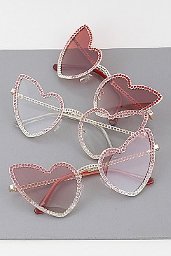 Pack of 12 Fashion Rhinestone Heart Sunglasses