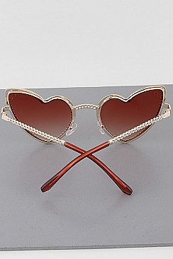 Pack of 12 Fashion Rhinestone Heart Sunglasses