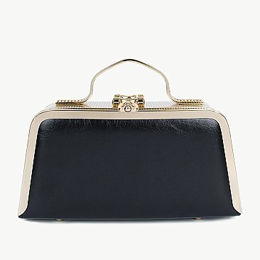3D CHARM ACCENTED Design Metal Frame Satchel