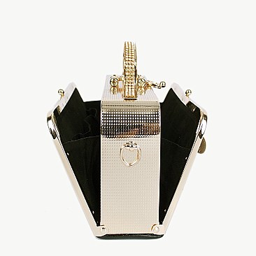 3D CHARM ACCENTED Design Metal Frame Satchel