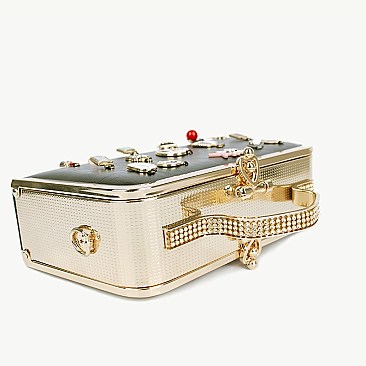 3D CHARM ACCENTED Design Metal Frame Satchel