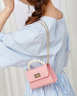 CROC PATTERN MINI CROSS BODY SHOULDER BAG