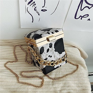 ANIMAL PRINT BOXY CROSS BODY BAG