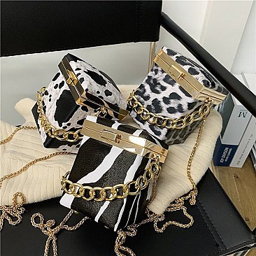 ANIMAL PRINT BOXY CROSS BODY BAG