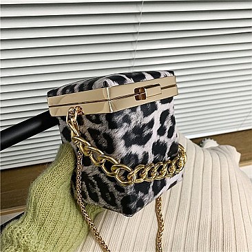 ANIMAL PRINT BOXY CROSS BODY BAG