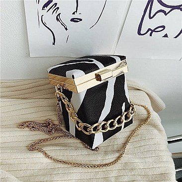 ANIMAL PRINT BOXY CROSS BODY BAG