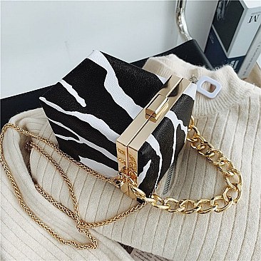 ANIMAL PRINT BOXY CROSS BODY BAG